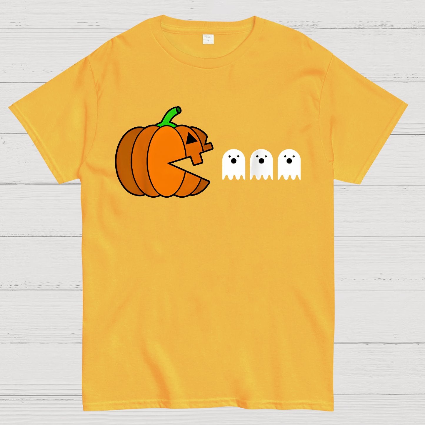 Funny Halloween Pumpkin Eating Ghost Geek T-Shirt
