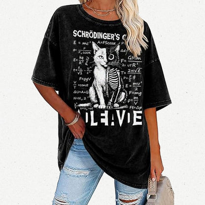 Schrödinger's Cat Dead And Alive Vintage Distressed T-shirt