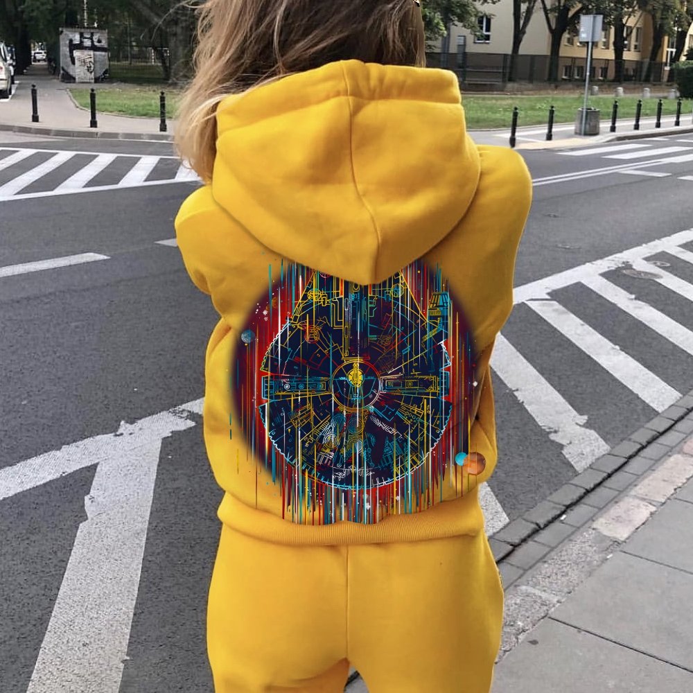 The Neon Falcon Printed Back Cotton Hoodie