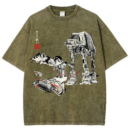 Battle In The Snow Sumi-E Vintage Distressed T-shirt
