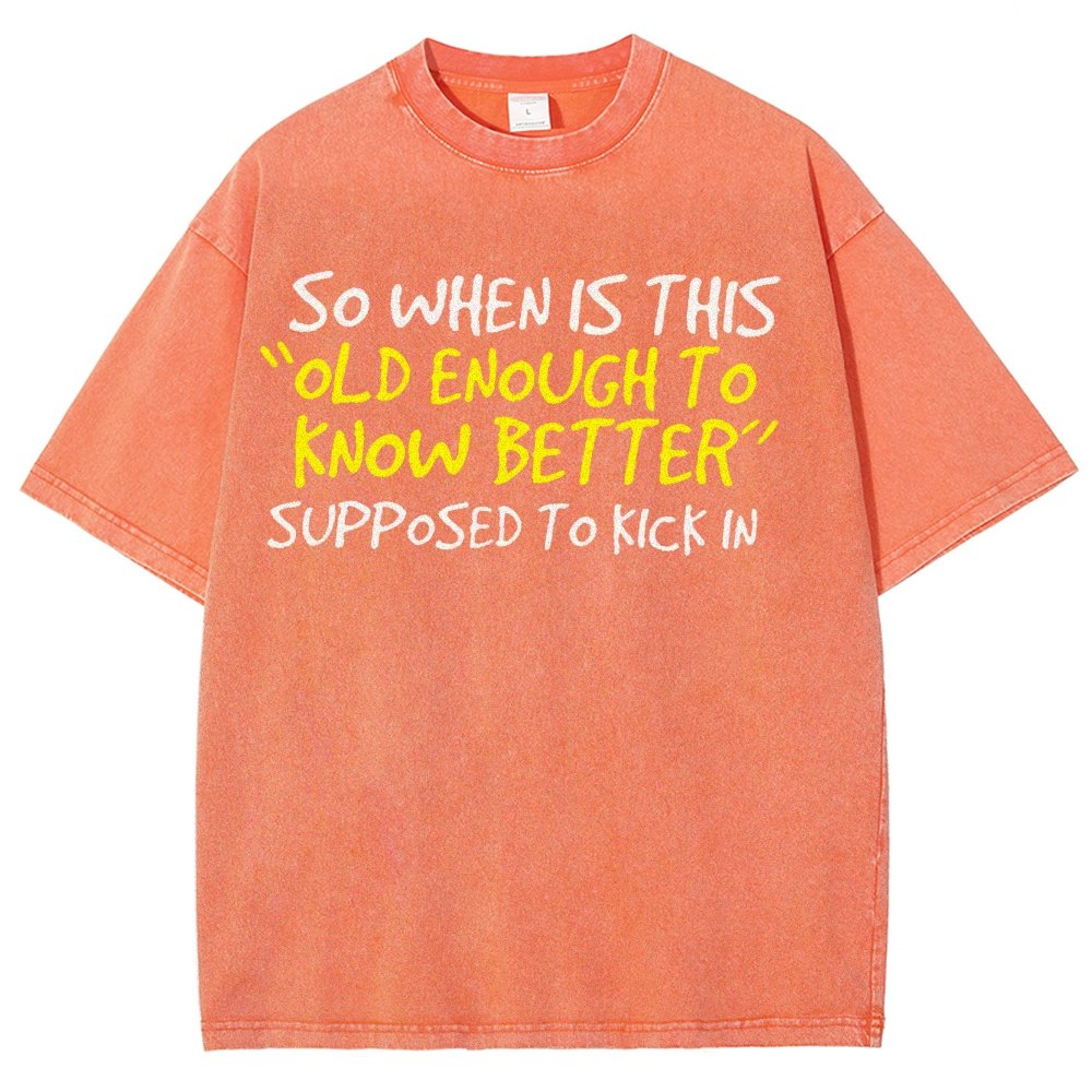 So When Is This Old Enough To Know Better Supposed To Kick In Vintage Distressed T-shirt