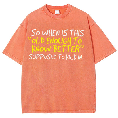 So When Is This Old Enough To Know Better Supposed To Kick In Vintage Distressed T-shirt