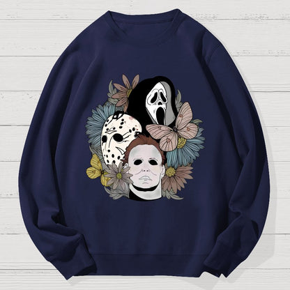 Horror Halloween Floral Scream Geek Cotton Sweatshirt