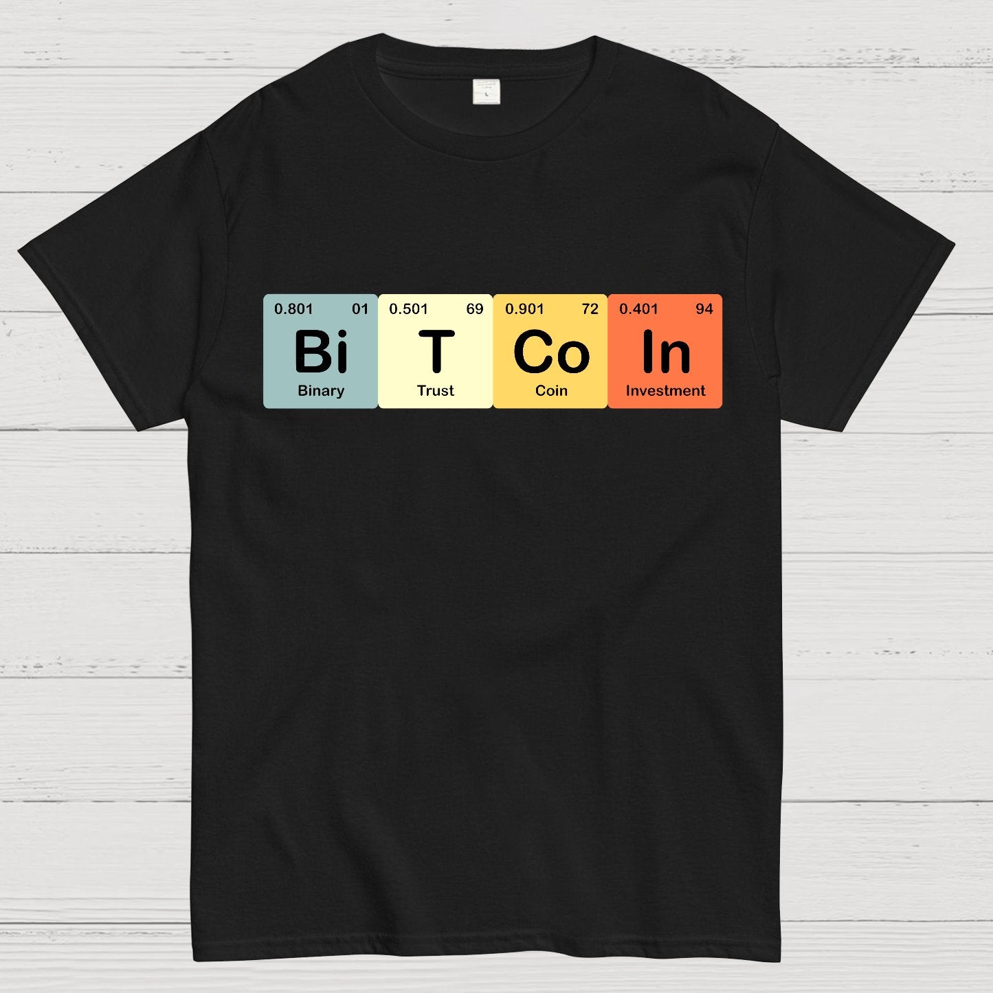 Bitcoin Periodic Table Cryptocurrency BTC Funny Vintage Geek T-Shirt
