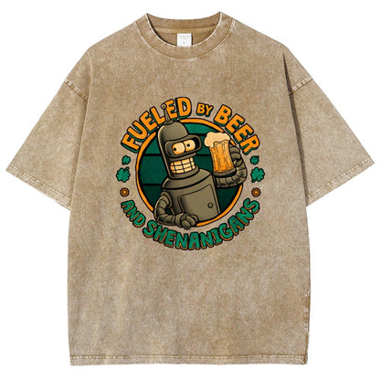 Fueled By Beer Vintage Distressed T-shirt