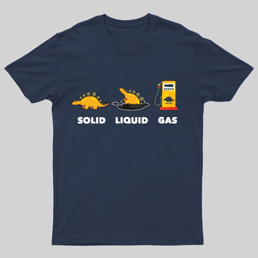 Dinosaur Solid Liquid Gas Science Geeky T-Shirt