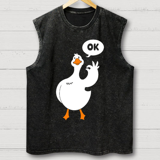 Duck ok Funny Vintage Distressed Washed Tank