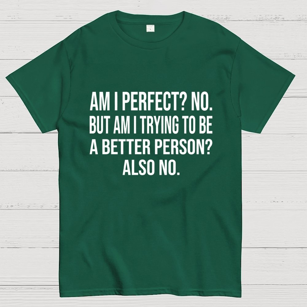 Am I Perfect No But Am I Trying To Be A Better Person Also No Geek T-Shirt