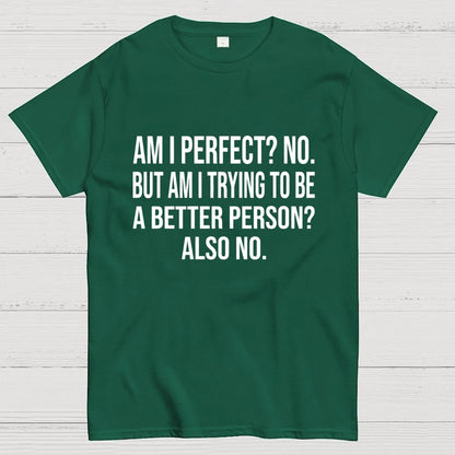 Am I Perfect No But Am I Trying To Be A Better Person Also No Geek T-Shirt