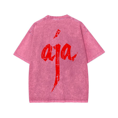 Aja Front And Back Printing Washed T-shirt