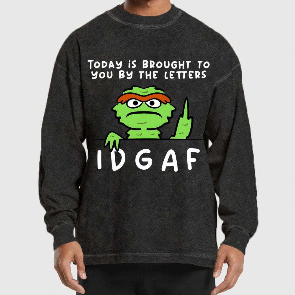 IDGAF Washed Long Sleeve Tee