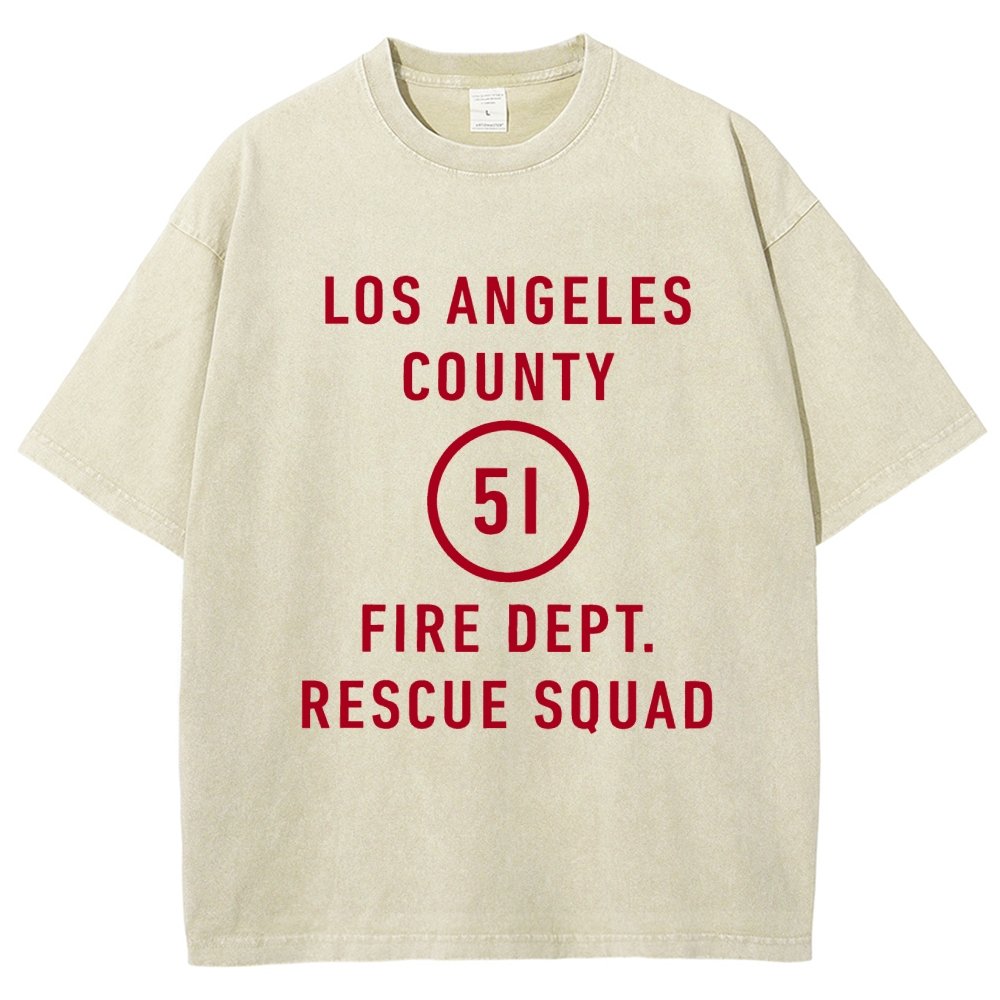 Emergency - Los Angeles County Fire Dept. Squad 51 Vintage Distressed T-shirt