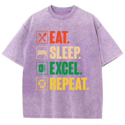 Eat Sleep Excel Repeat Funny Excel Vintage Distressed T-shirt