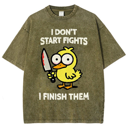 I Don't Start Fights Vintage Distressed T-shirt