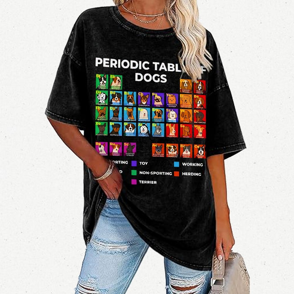 Periodic Table Of Dogs Vintage Distressed T-shirt