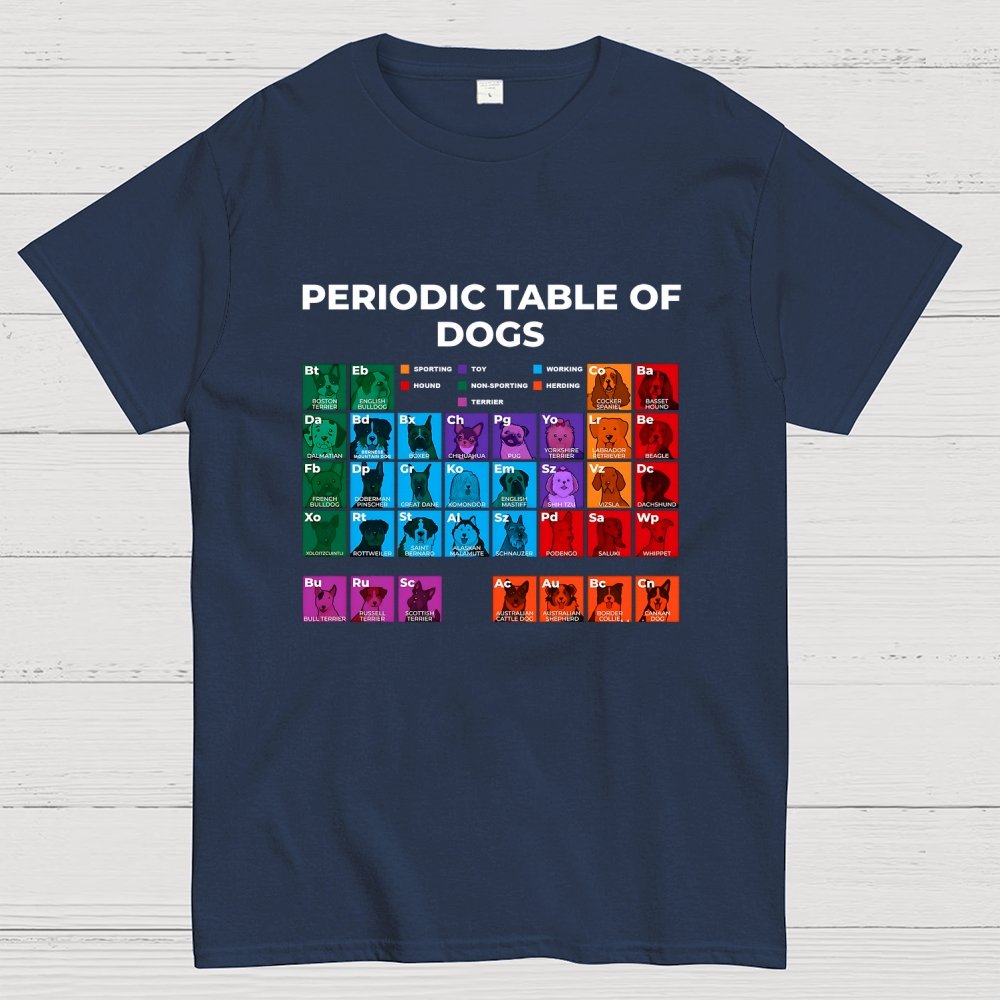 Periodic Table of Dogs  Dog Lover  Funny Science Geek T-Shirt