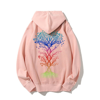 DNA Tree Of Life Science Printed Back Unisex Cotton Hoodie