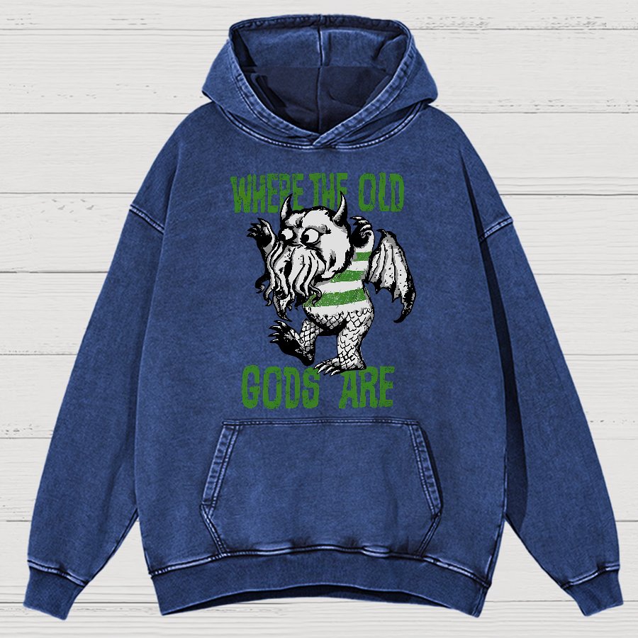 Where The Old Gods Are Vintage Distressed Hoodie