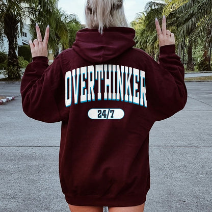 Overthinker All the time Printed Back Cotton Hoodie
