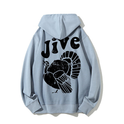 Jive Turkey Printed Back Unisex Cotton Hoodie