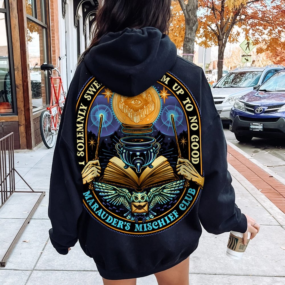 Mischief Club Printed Back Cotton Hoodie