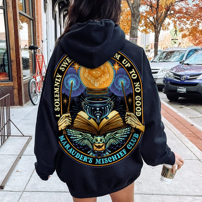 Mischief Club Printed Back Cotton Hoodie
