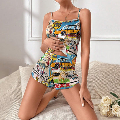 Vintage Graffiti1 Women's Geek Suspender Cami Set
