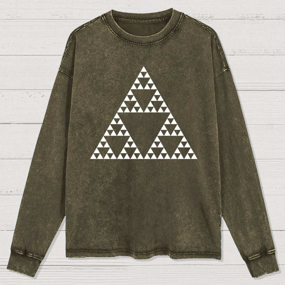 Sierpinski Triangle Fractal Washed Long Sleeve Tee