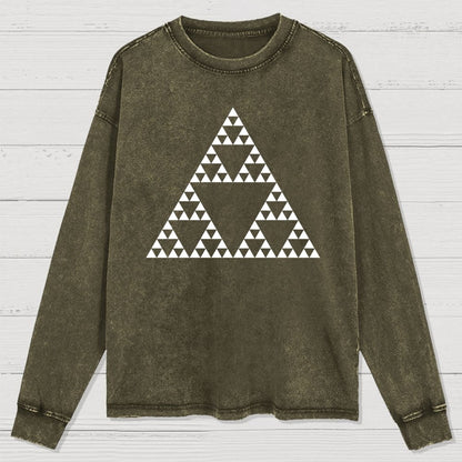 Sierpinski Triangle Fractal Washed Long Sleeve Tee