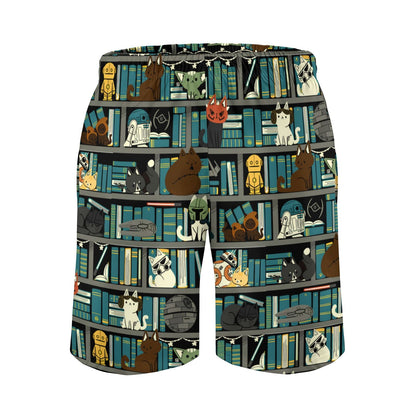 Cat Reading Wars Geek Shorts