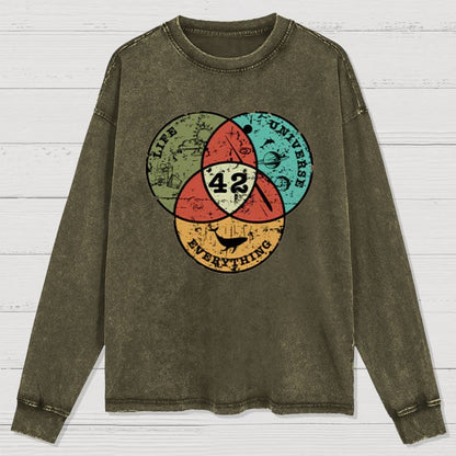 Life, the Universe & Everything Nerdy Graphic Washed Long Sleeve Tee