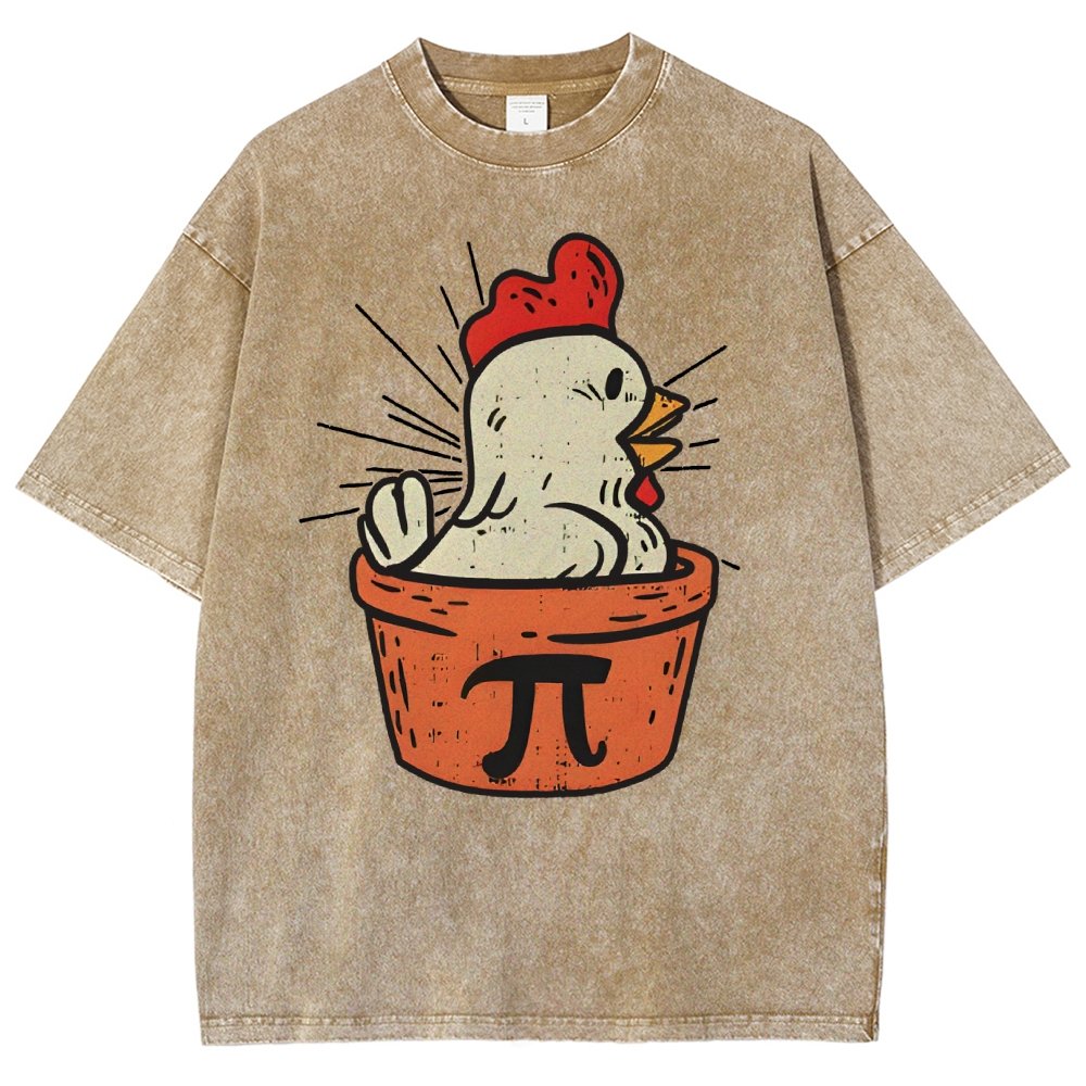 Funny Chicken Pot Pi Vintage Distressed T-shirt