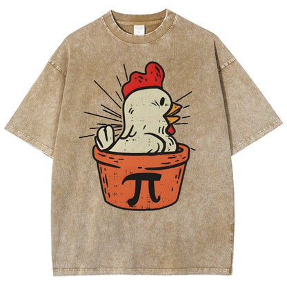 Funny Chicken Pot Pi Vintage Distressed T-shirt