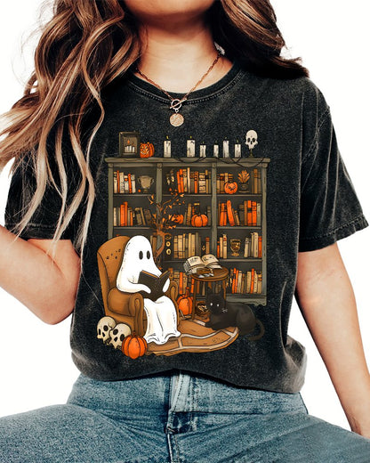Retro Ghost Reading Books Sweatshirt Vintage Distressed T-shirt