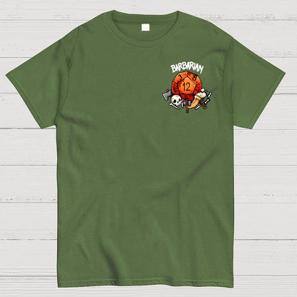 Barbarian Dice Game Front And Back Printing Geek T-Shirt