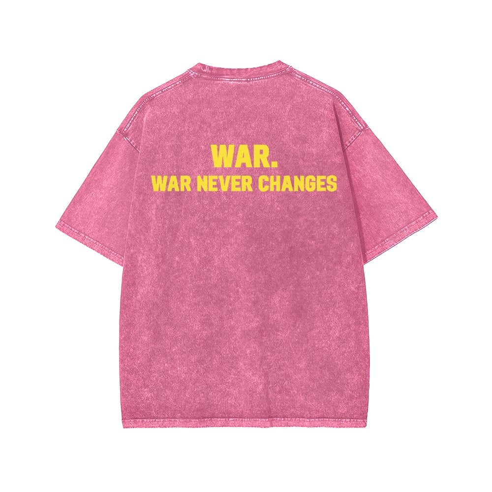 Eternal War Front And Back Printing Washed T-shirt