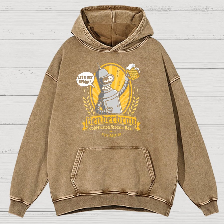 Beer Festival, Let Us Get Our Machines Drunk Vintage Distressed Hoodie