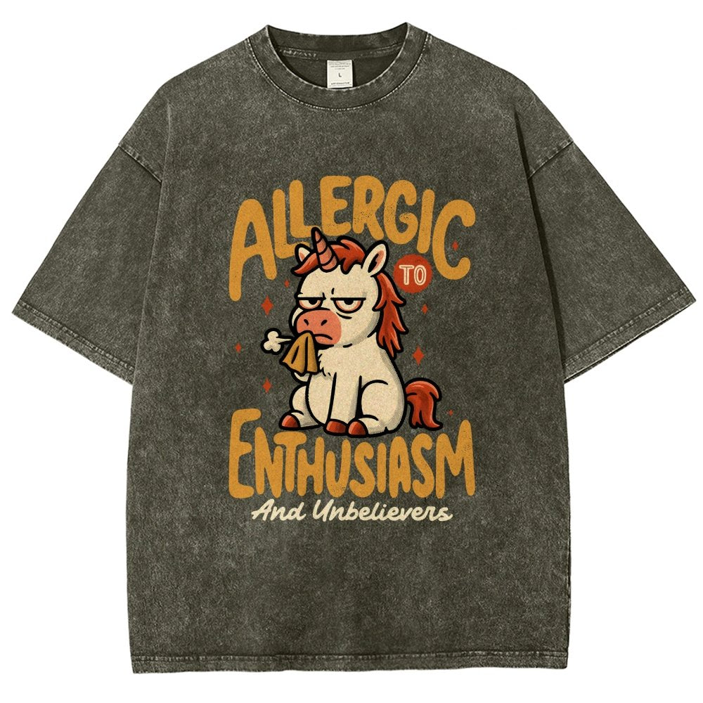 Allergic to Enthusiasm Vintage Distressed T-shirt