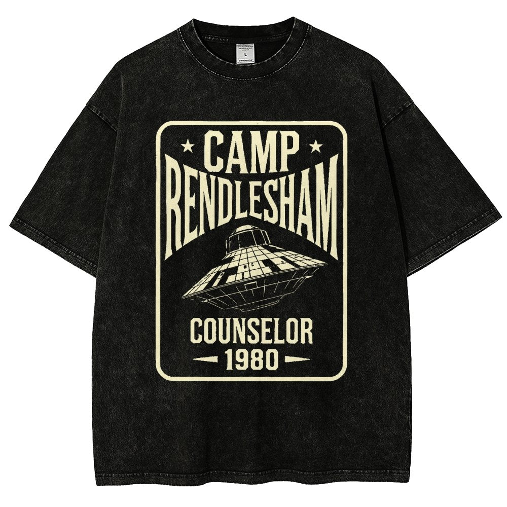 Camp Rendlesham Counselor 1980 UFO Vintage Distressed T-shirt