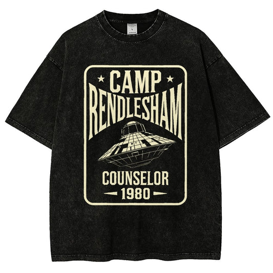 Camp Rendlesham Counselor 1980 UFO Vintage Distressed T-shirt
