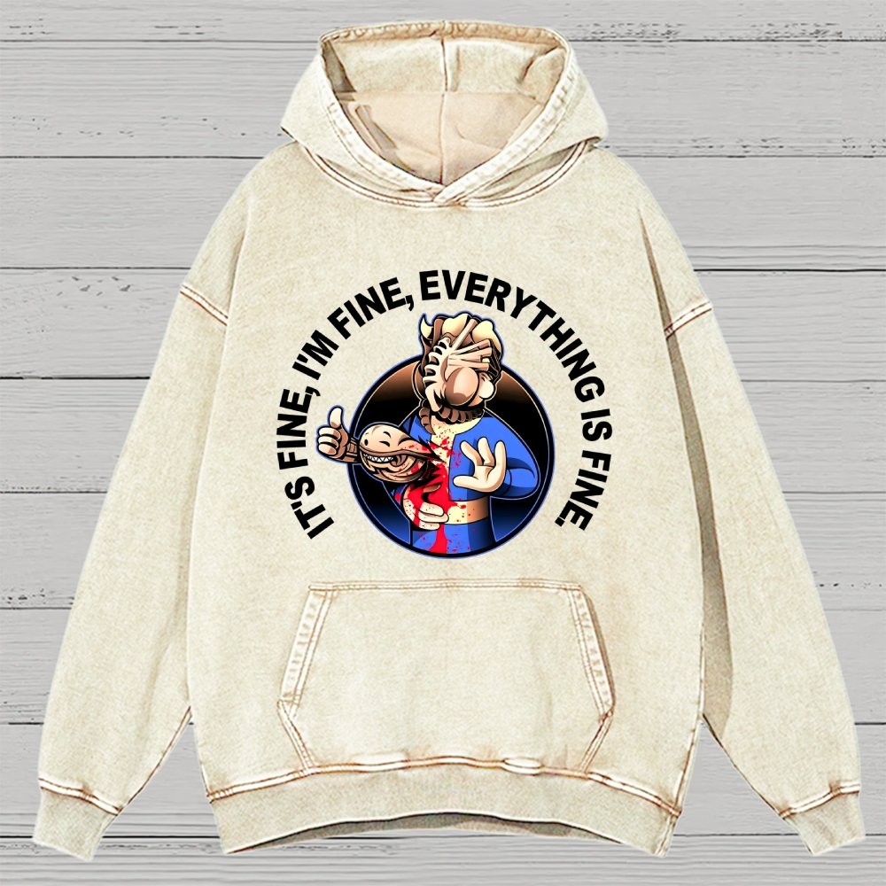I'M Fine Everything Is Fine Vintage Distressed Hoodie