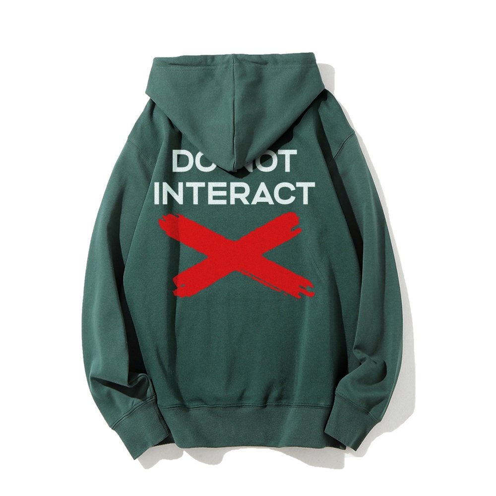 Do Not Interact Printed Back Unisex Cotton Hoodie