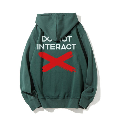 Do Not Interact Printed Back Unisex Cotton Hoodie