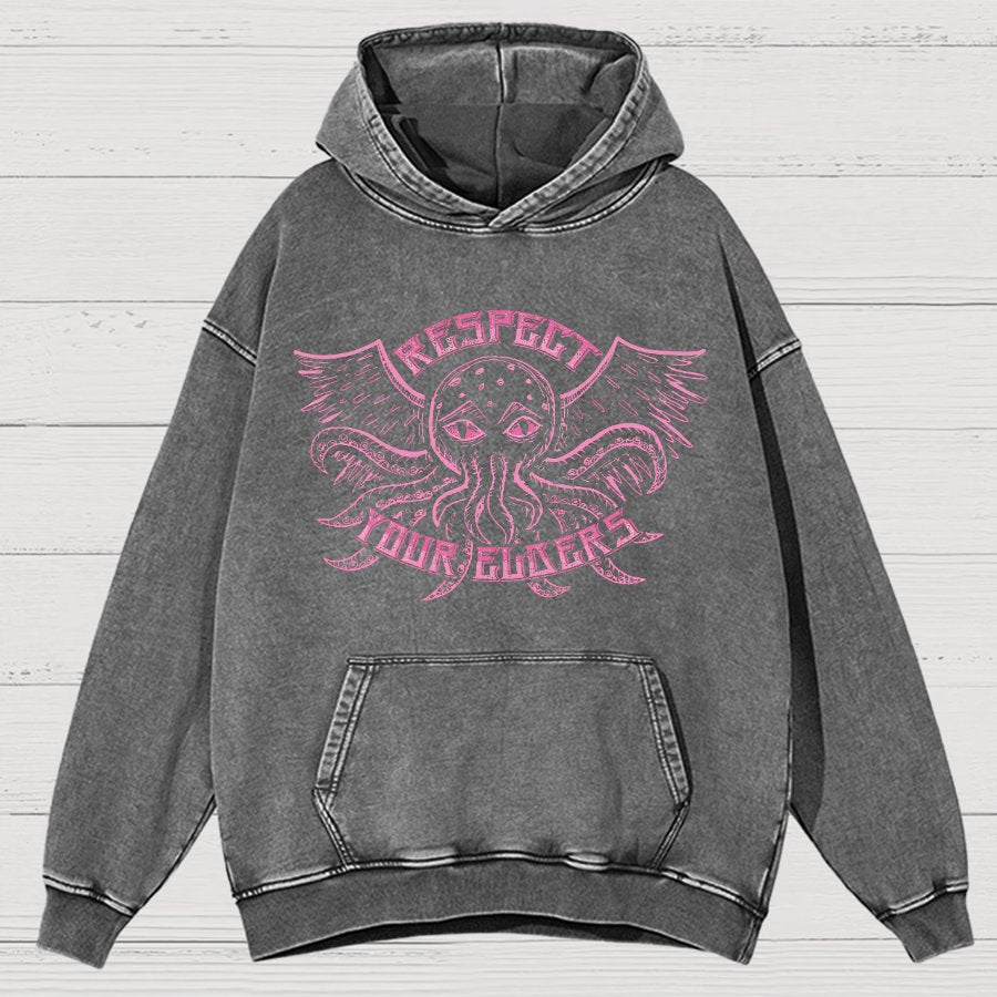 Respect Your Elder Gods Vintage Distressed Hoodie