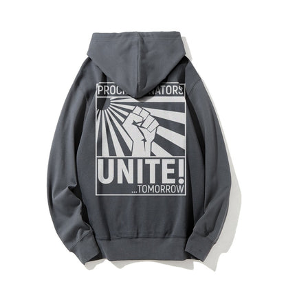 Procrastinators Unite! Printed Back Unisex Cotton Hoodie
