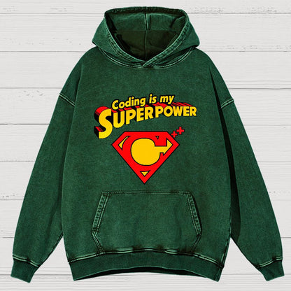 Coding Is My Superpower Vintage Distressed Hoodie