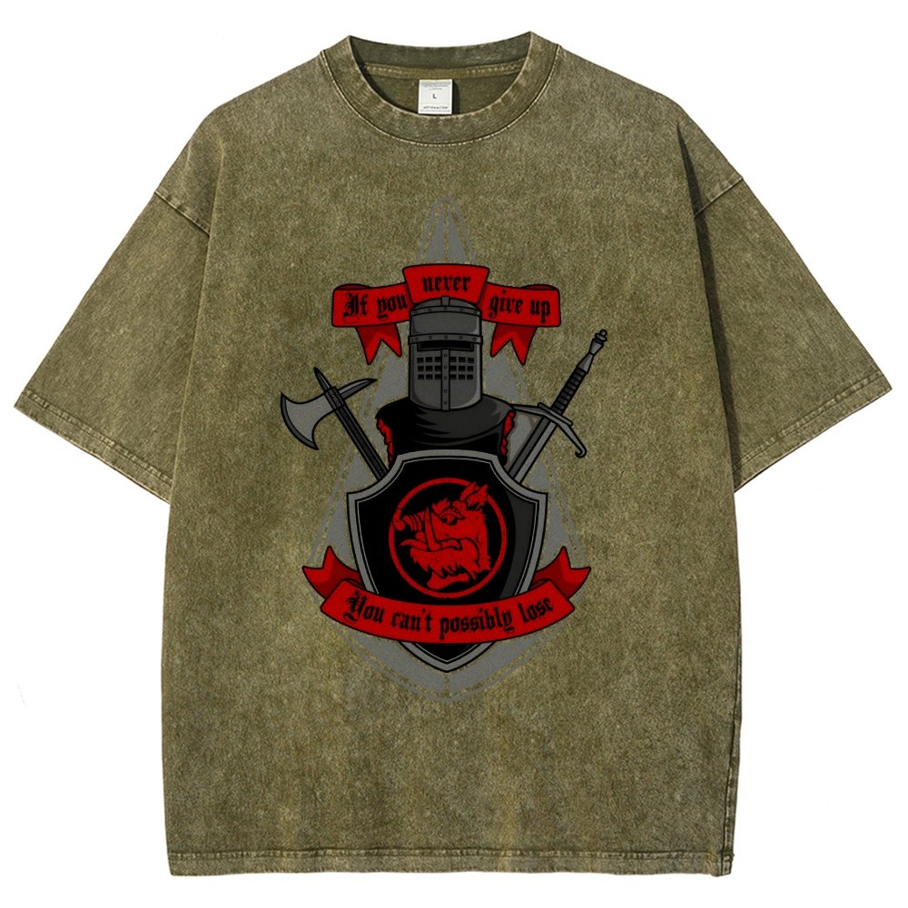 Never Give Up Vintage Distressed T-shirt