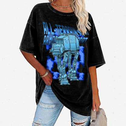 Mega Terrain Mecha Transport Vintage Distressed T-shirt