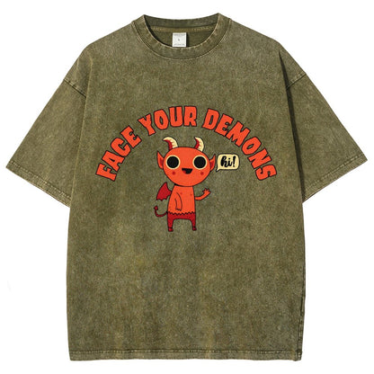 Face Your Demons Vintage Distressed T-shirt