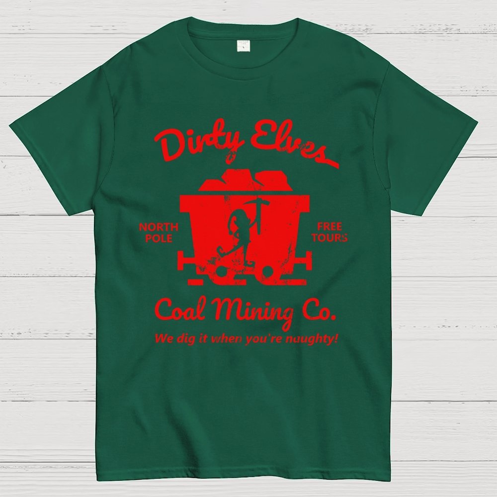 Dirty Elves Coal Mining Company Christmas Humor Geek T-Shirt